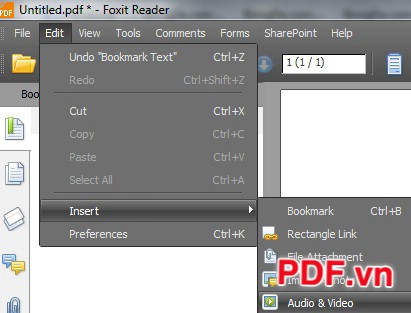 Chèn ảnh và video trong Foxit Reader