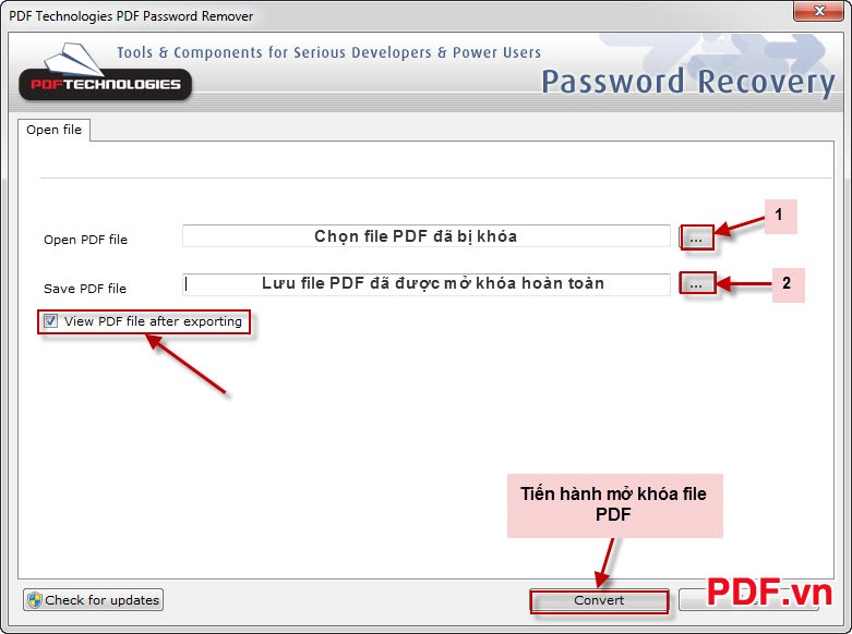Tiến hành mở khóa file PDF