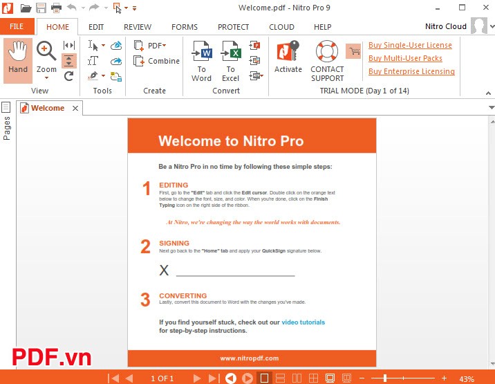 Giao diện chính của Nitro PDF