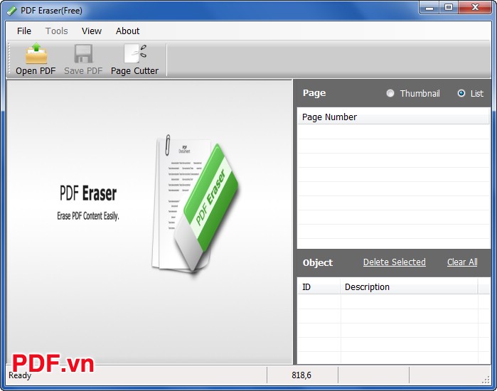 Giao diện PDF Eraser