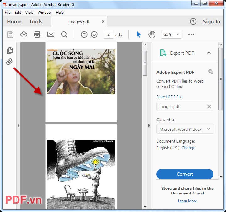 Kết quả đã tạo được file PDF từ các ảnh JPG trên trang smallpdf
