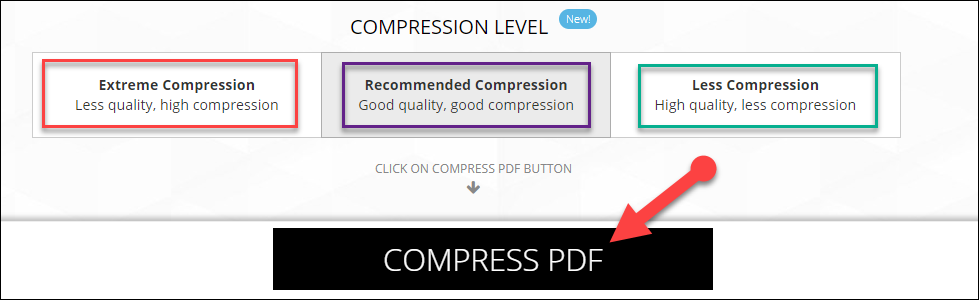 Lựa chọn cách nén file - Ấn Compress PDF
