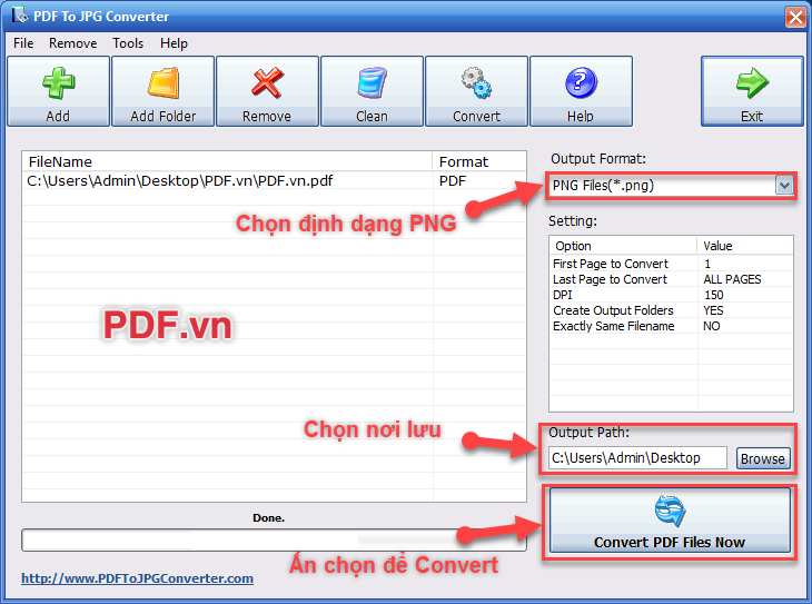 Sử dụng phần mềm PDF To JPG Converter