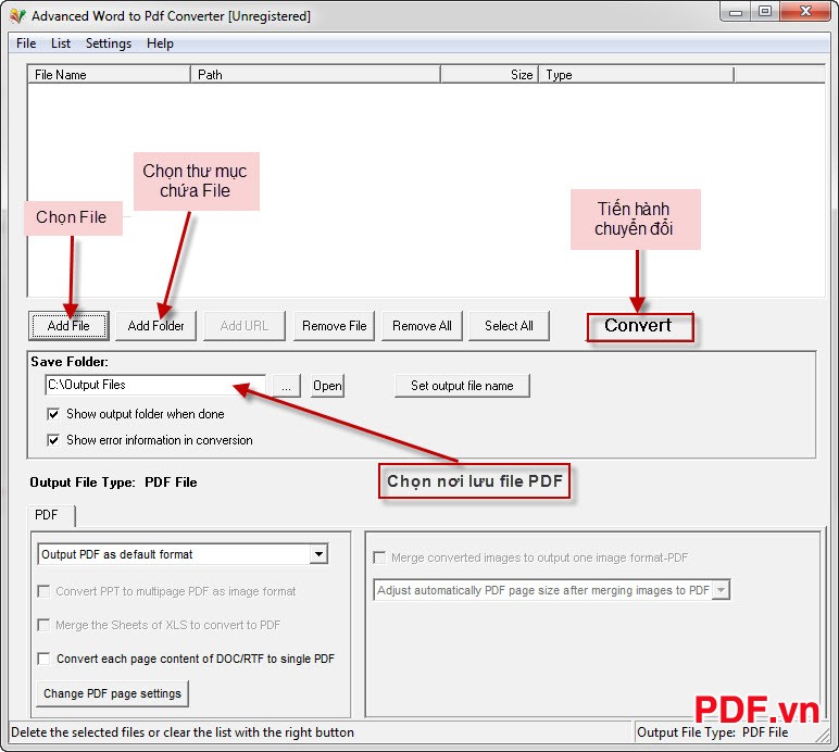 Chuyển đổi Word sang PDF với Advanced Word to Pdf Converter