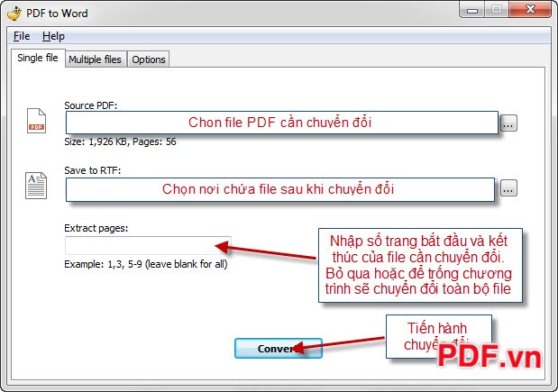 Hướng dẫn chọn một file PDF để chuyển đổi