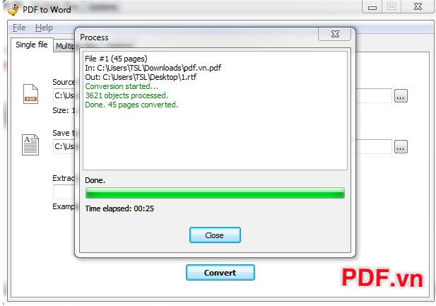 Quá trình chuyển đổi file PDF