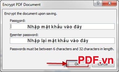 Nhập mật khẩu cho file PDF
