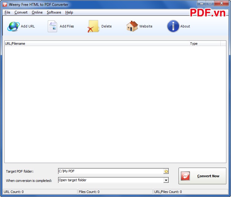 Giao diện Free HTML to PDF Converter
