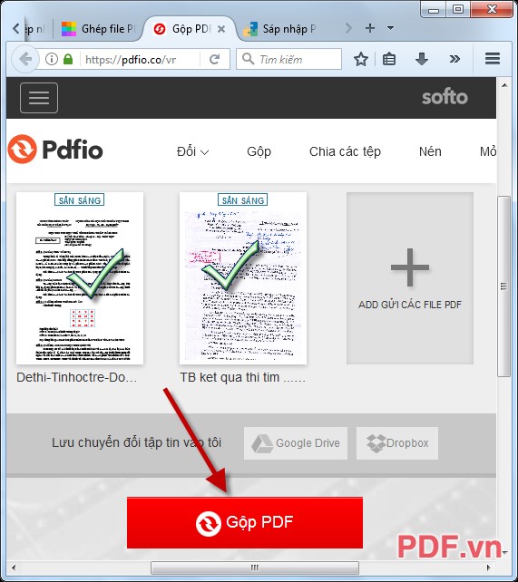 Kích chọn Gộp PDF