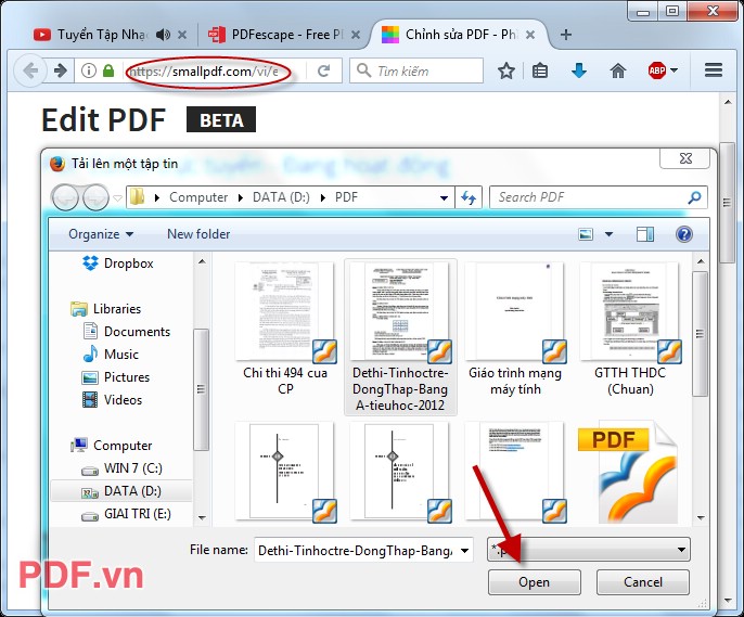 Lựa chọn đường dẫn tới file cần chỉnh sửa