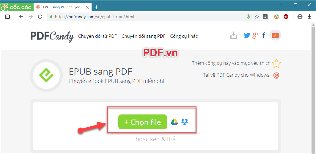 Tải lên file Epub từ máy tính, GoogleDrive hoặc từ Dropbox