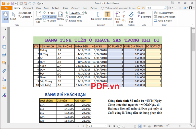 File PDF bảng tính