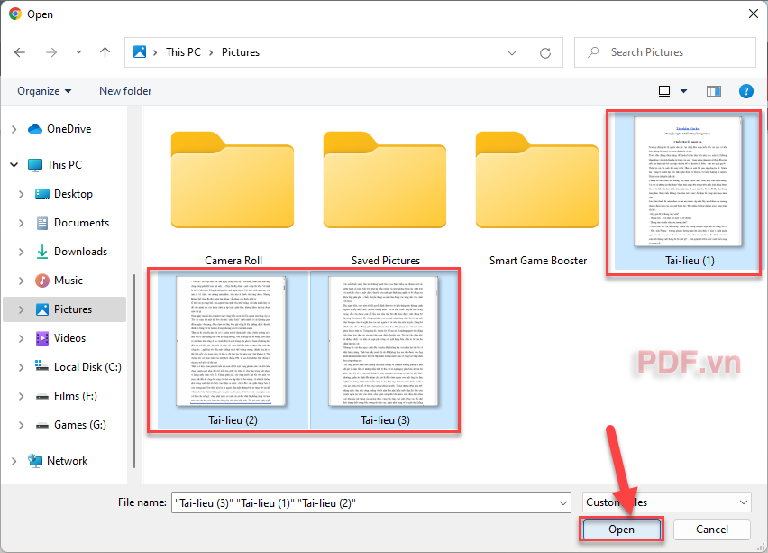 Chọn ảnh mà bạn muốn chuyển sang PDF