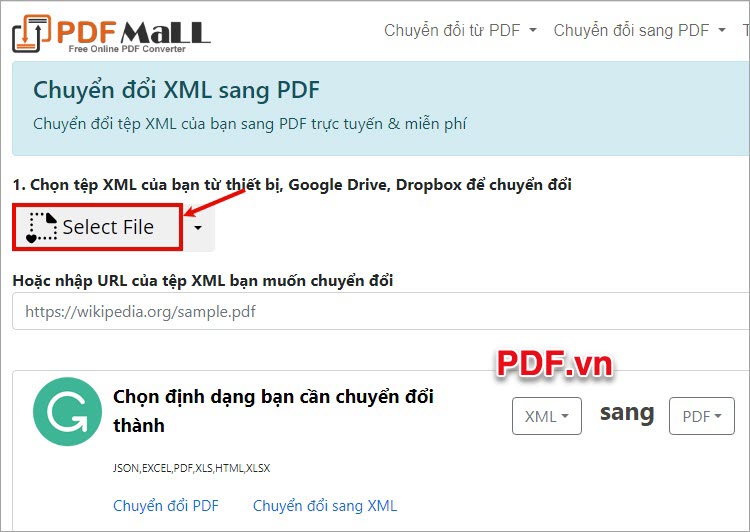 Chuyển file XML sang PDF với PDFMall