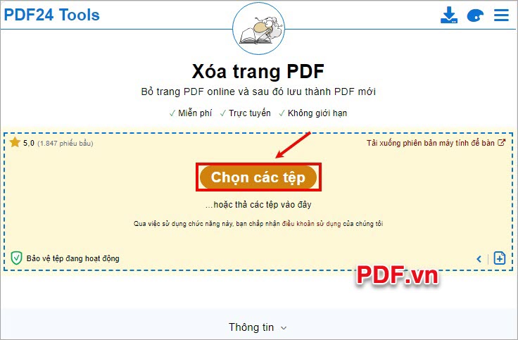 Cách xóa trang trong PDF sử dụng PDF24 Tools