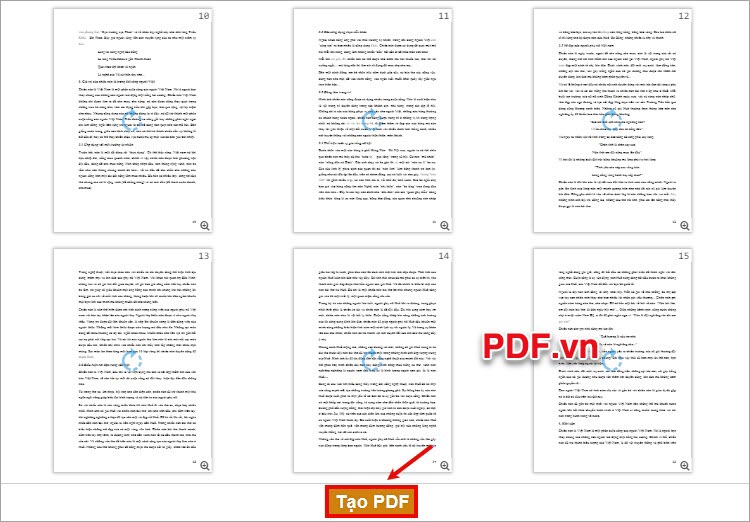 Xoay xong những trang PDF mà bạn muốn, bạn chọn Tạo PDF