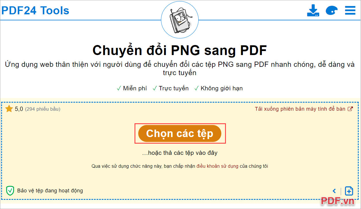 Cách chuyển nhiều file PNG sang PDF nhanh chóng bằng PDF 24 Tool