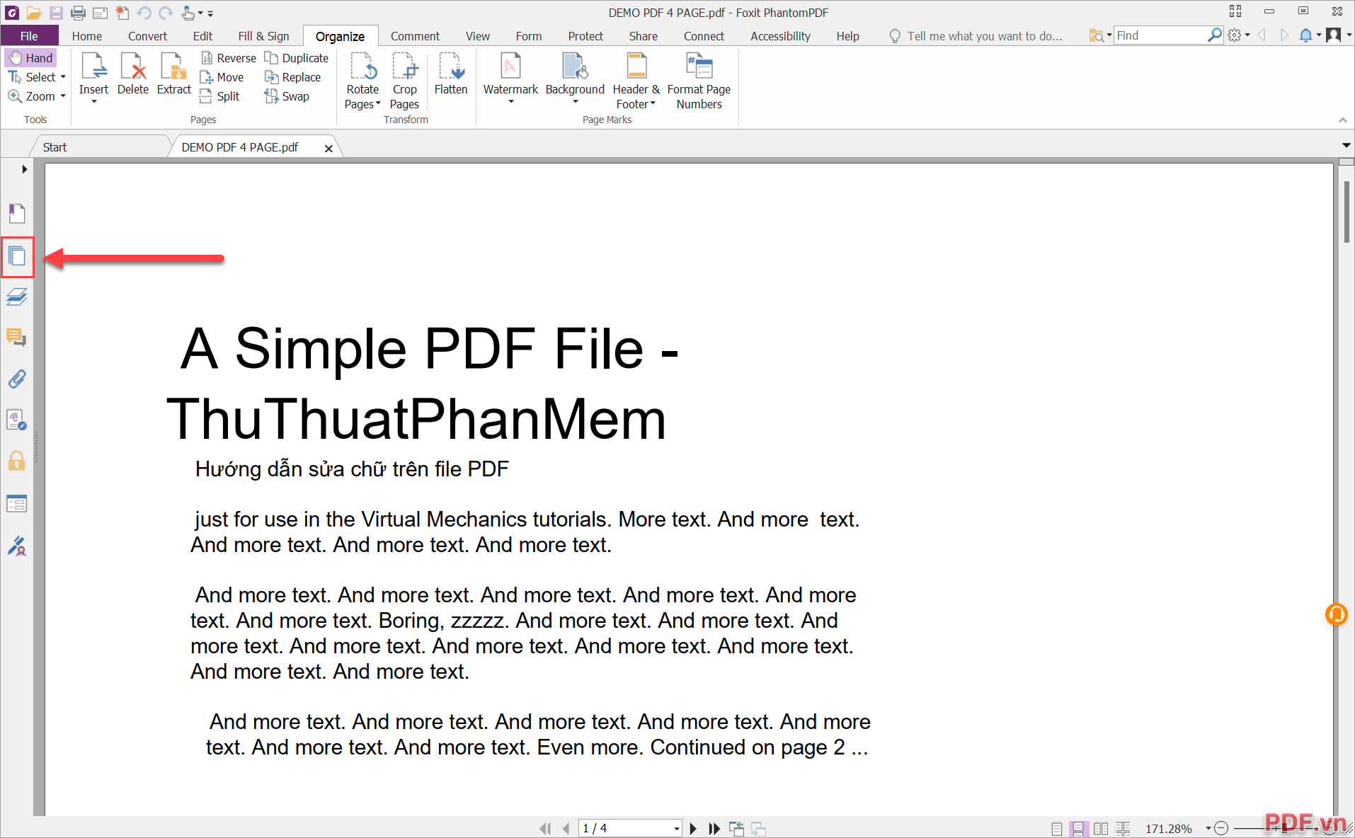 Sắp xếp lại trang PDF bằng Foxit Phantom PDF