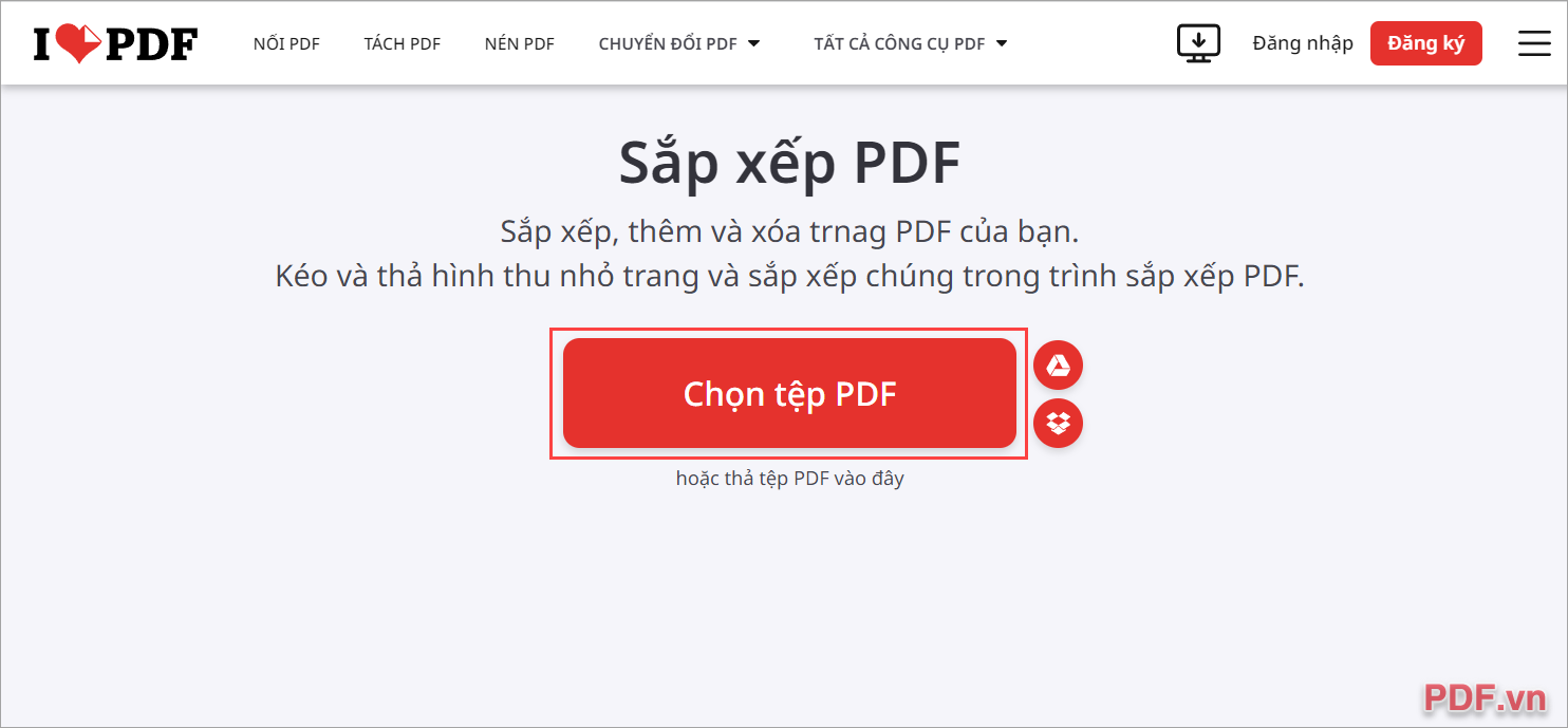 Sắp xếp lại trang PDF bằng I Love PDF