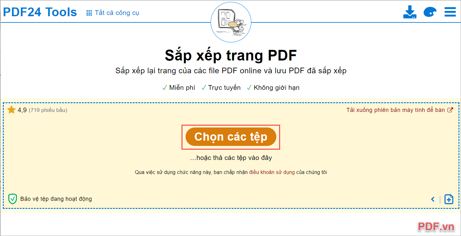 Sắp xếp lại trang PDF Online bằng PDF24 Tools