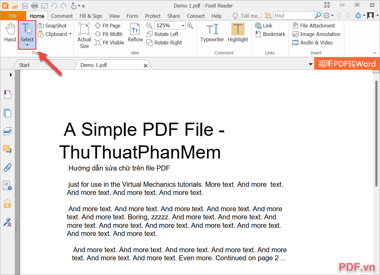 Sửa chữ trên file PDF bằng Foxit Reader