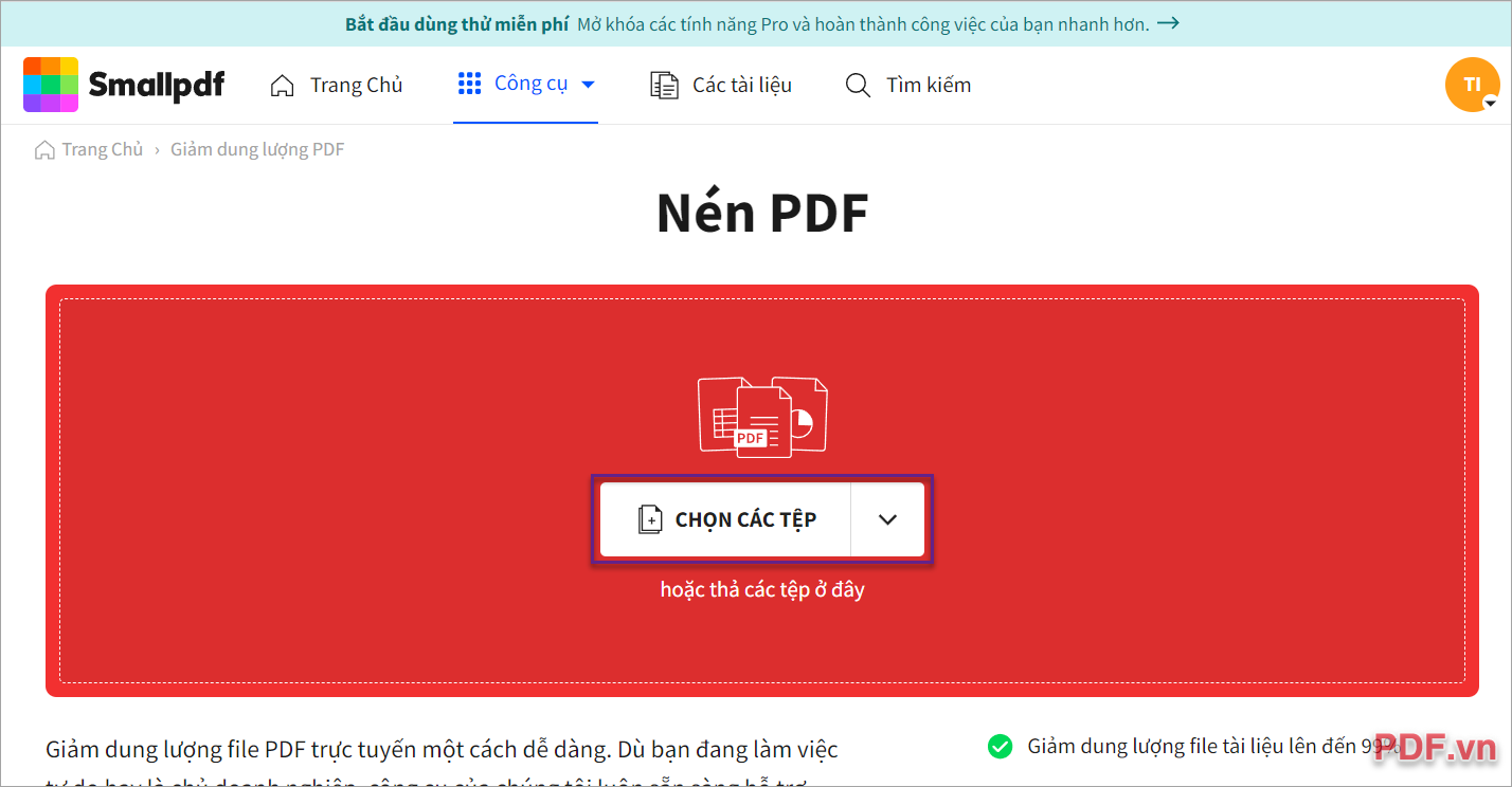 Cách giảm dung lượng file PDF bằng công cụ Small PDF trực tuyến