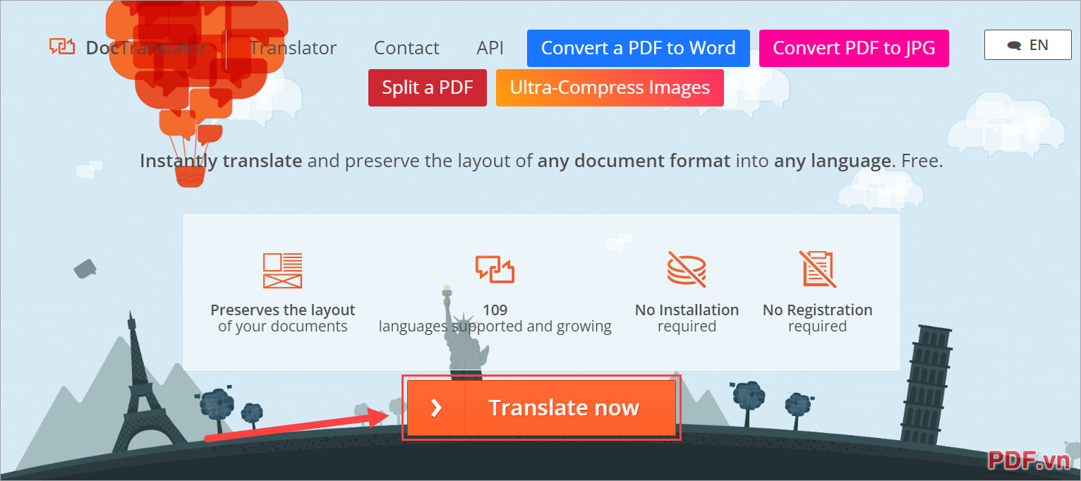 Chọn Translate now để tiến hành mở tính năng dịch văn bản PDF