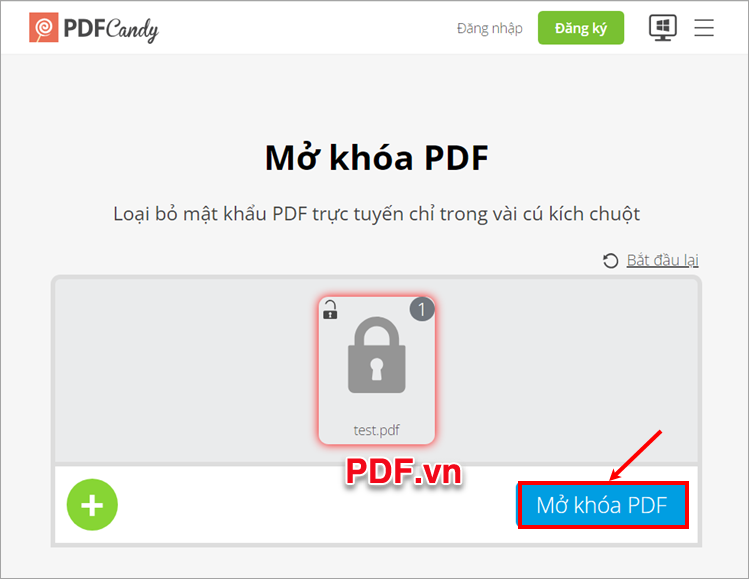 Chọn Mở khóa PDF