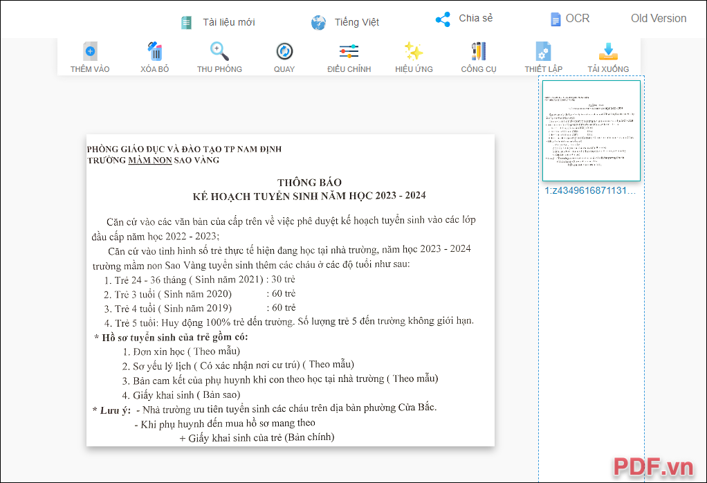 Bạn thấy file PDF này đã phù hợp, chọn Tải xuống để lưu về máy tính