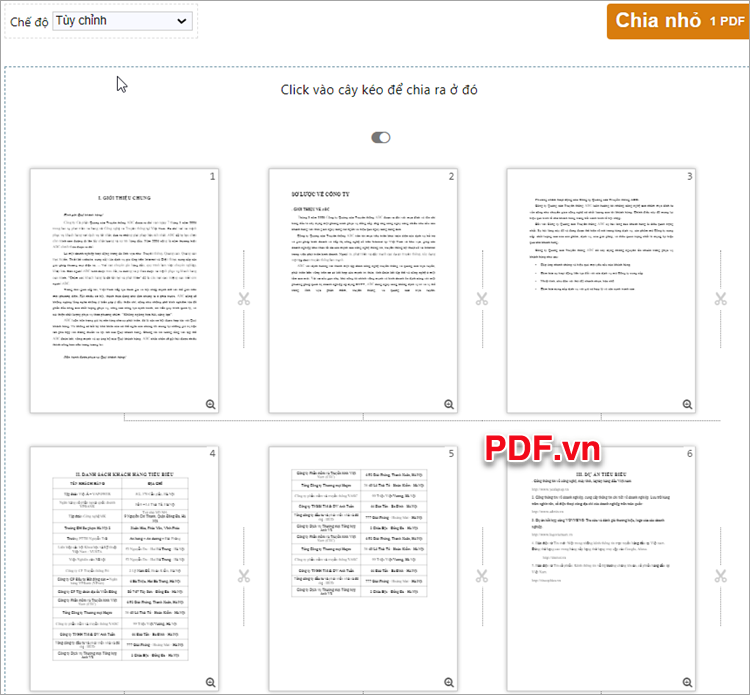 Bạn thực hiện chia nhỏ file PDF theo hướng dẫn