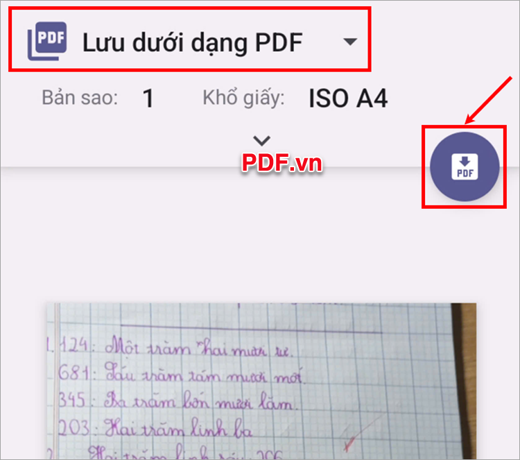 Chọn máy in là Lưu dưới dạng PDF, sau đó chọn biểu tượng PDF để in