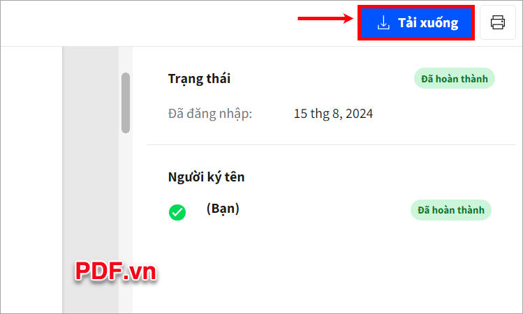 Sau khi quá trình xử lý hoàn tất, bạn chọn Tải xuống để tải file PDF của mình