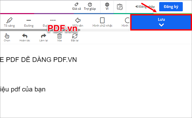 Sau khi đã hoàn thành file PDF, bạn chọn Lưu