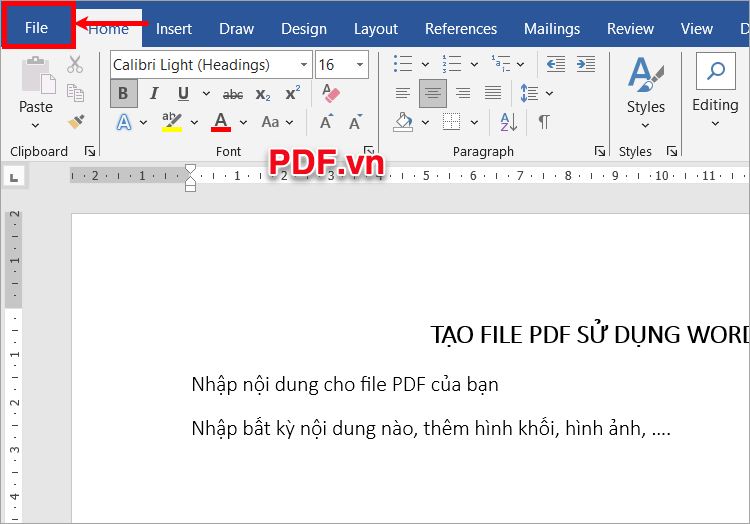 Sau khi đã soạn thảo xong, bạn chọn File