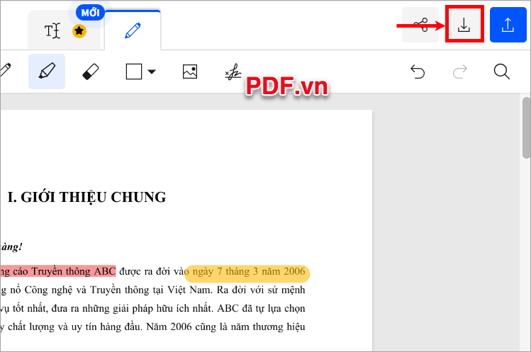 Tô màu chữ trong PDF bạn chọn Tải xuống để tải file PDF đã highlight về máy