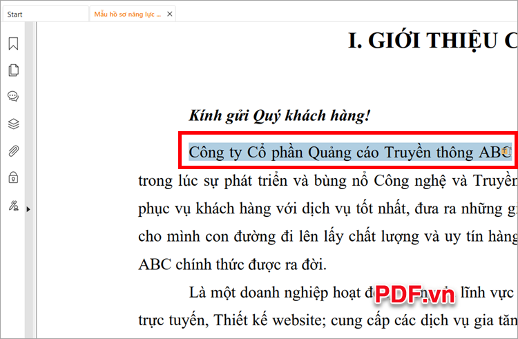 Xuất hiện con trỏ chuột có biểu tượng highlight, (bôi đen) văn bản cần tô màu chữ trong PDF