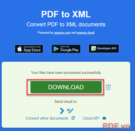 Bấm Download để tải xuống file XML của bạn