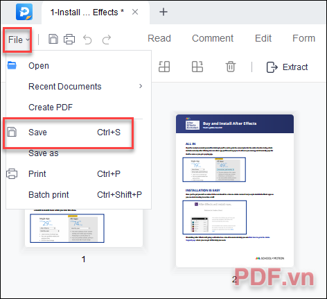 Hoàn tất chỉnh sửa, nhấp vào File  chọn Save as để lưu phiên bản cuối cùng tệp PDF