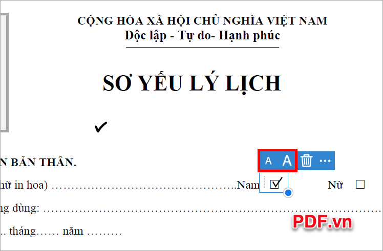 Chọn biểu tượng chữ A lớn (phóng to), chữ A nhỏ (thu nhỏ)