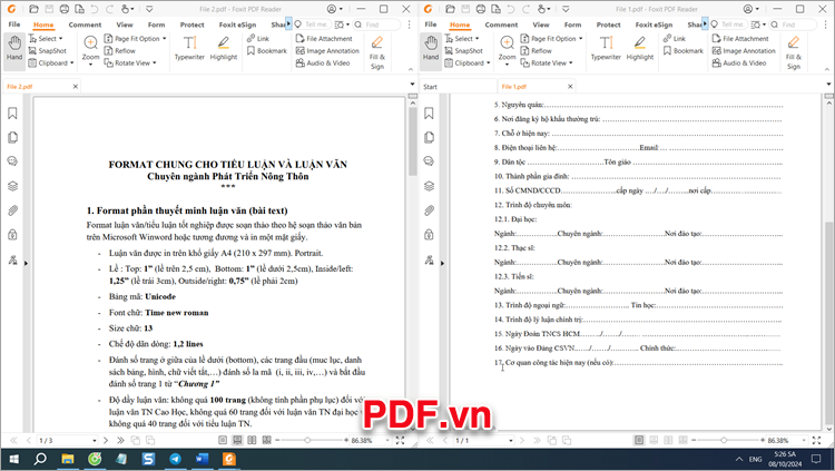 Đã thực hiện xong cách mở 2 file PDF cùng lúc trên màn hình