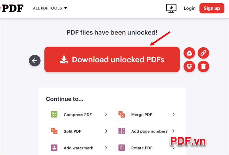 Gỡ bỏ mật khẩu hoàn tất, chọn Download unlocked PDFs Gỡ bỏ mật khẩu hoàn tất, chọn Download unlocked PDFs