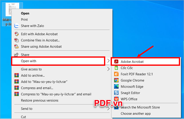Mở file PDF cần đánh dấu tick trong PDF trên trình đọc Adobe Acrobat