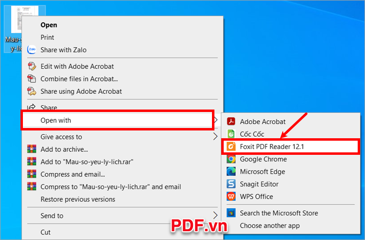 Mở file PDF cần đánh dấu tick trong PDF trên trình đọc Foxit Reader