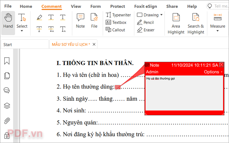 Cách note, ghi chú trên file PDF