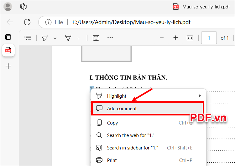 Chọn đoạn văn bản cần note sau đó nhấn chuột phải và chọn Add comment