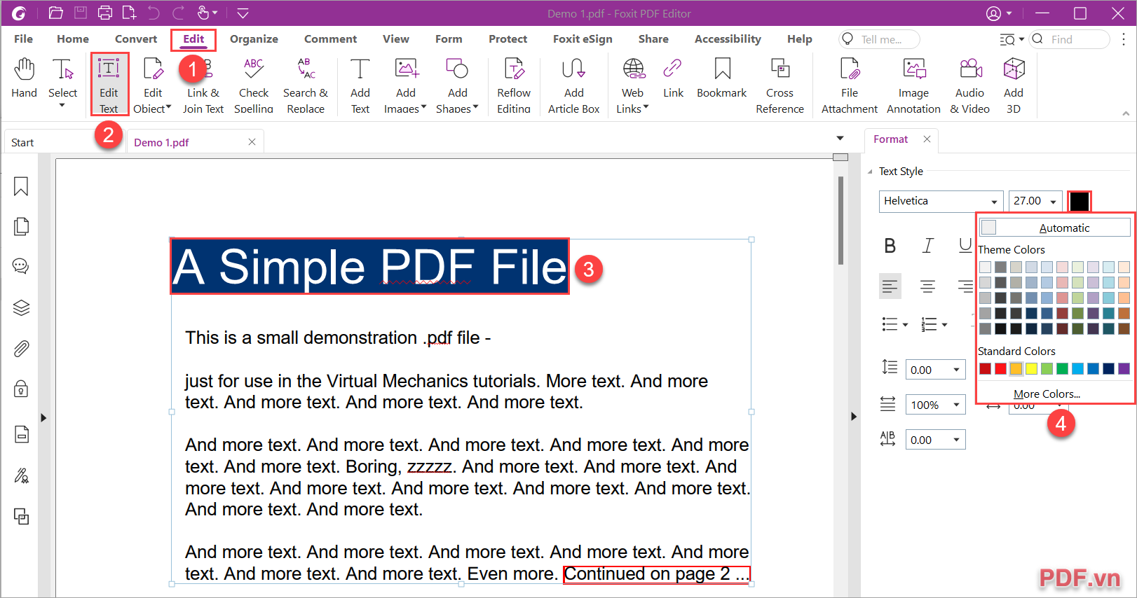 Chọn Edit → Edit Text