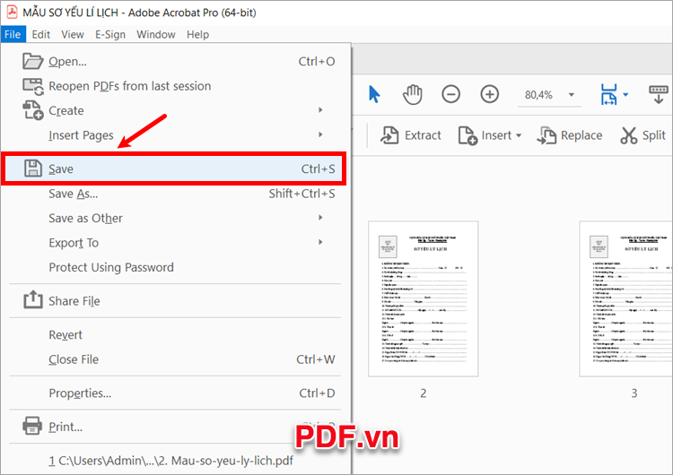 Lưu lại file PDF sau khi đã thực hiện cách xóa trang trắng trong file PDF