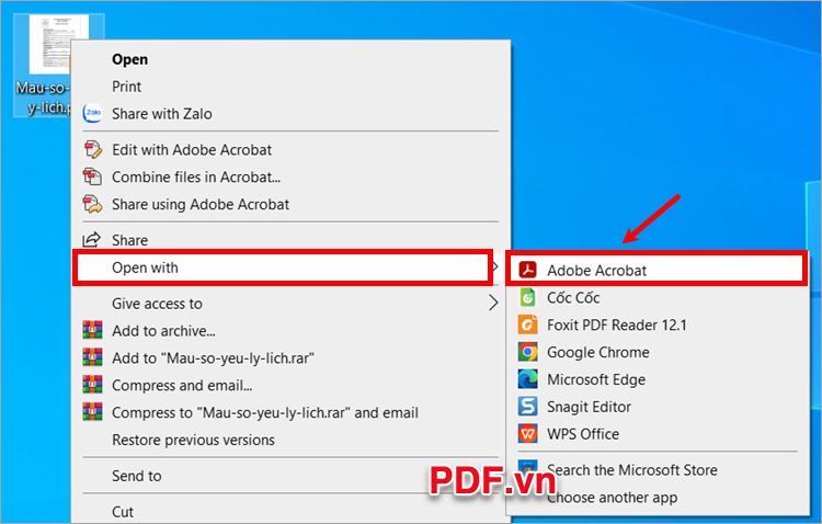 Mở file PDF cần viết ghi chú bằng Adobe Acrobat