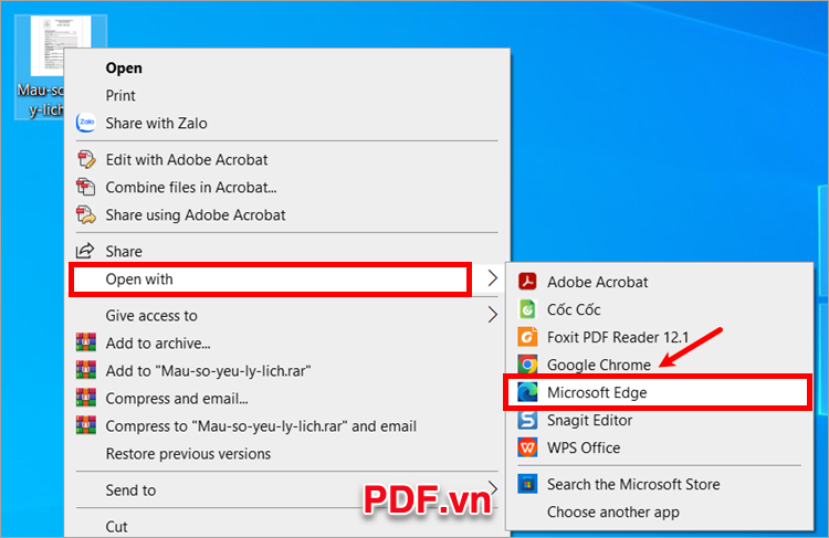 Mở file PDF cần viết ghi chú bằng Microsoft Edge