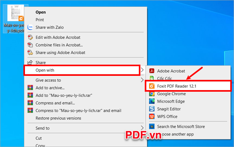 Mở file PDF cần viết ghi chú trên file PDF